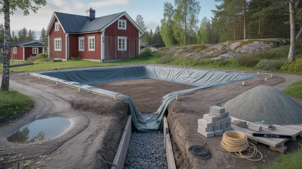 schakt och markf rberedelse f r nedgr vd pool i jonsered partille
