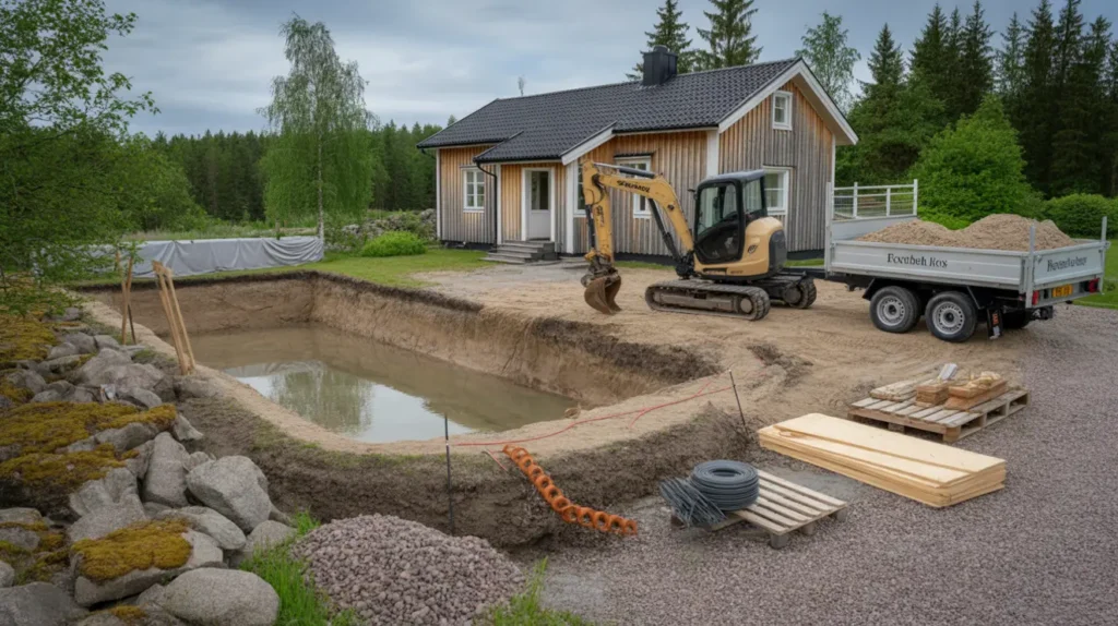 poolgr vning i juni markarbete schakt och bortforsling f r ett smidigt poolbygge