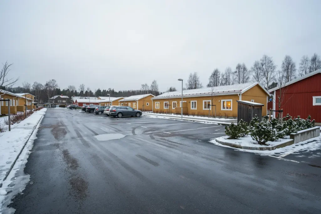 vinterunderh ll av parkering med sn r jning och halkbek mpning i jonsered partille