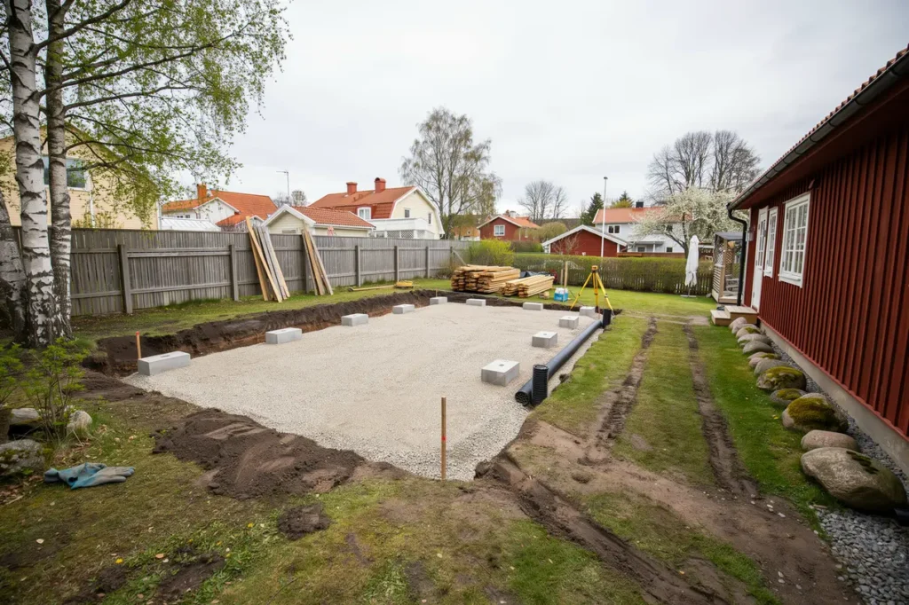 f rbered tomten f r attefallshus markarbete grundl ggning och smart h jds ttning